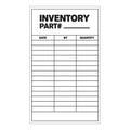 "Inventory Part Number ____ with Date, By & Quantity" Rows Vertical Rectangular Paper Write-On Label with Black Font - 3" x 5"