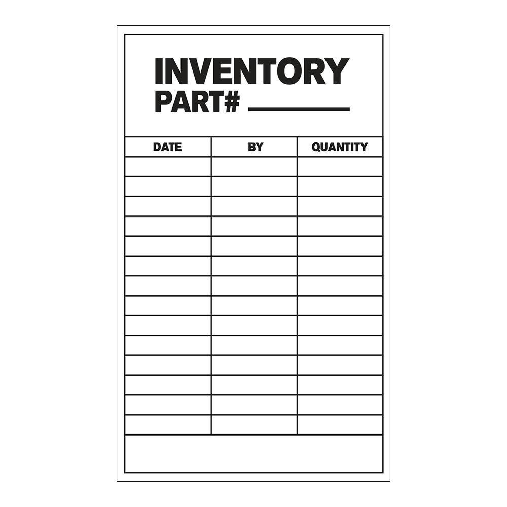 "Inventory Part Number ____ with Date, By & Quantity" Rows Vertical Rectangular Paper Write-On Label with Black Font - 3" x 5"
