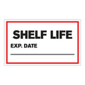 "Shelf Life with Exp. Date ____" Horizontal Rectangular Paper Write-On Label with Red Border - 3" x 5"