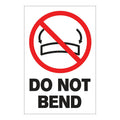 "Do Not Bend" Vertical Rectangular Paper Label with Symbol & Black Font - 4" x 6"