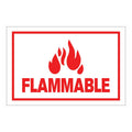 "Flammable" Horizontal Rectangular Paper Label with Symbol & Red Border - 4" x 6"