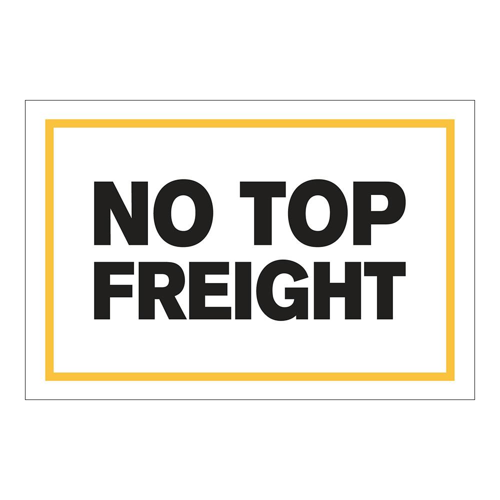 "No Top Freight" Horizontal Rectangular Paper Label with Yellow Border - 4" x 6"