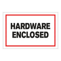 "Hardware Enclosed" Horizontal Rectangular Paper Label with Red Border - 4" x 6"