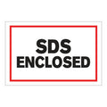 "SDS Enclosed" Horizontal Rectangular Paper Label with Red Border - 4" x 6"