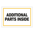 "Additional Parts Inside" Horizontal Rectangular Paper Label with Yellow Border - 4" x 6"