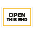 "Open This End" Horizontal Rectangular Paper Label with Yellow Border - 4" x 6"