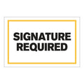 "Signature Required" Horizontal Rectangular Paper Label with Yellow Border - 4" x 6"