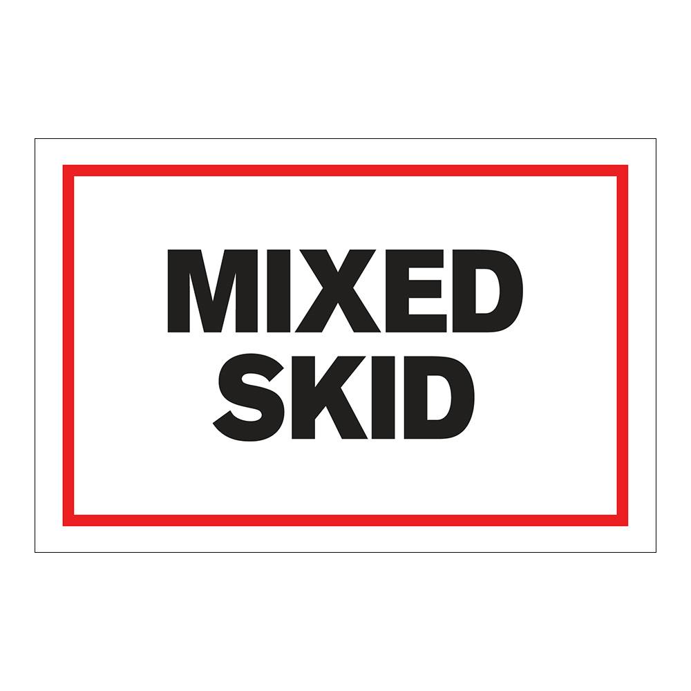 "Mixed Skid" Horizontal Rectangular Paper Label with Red Border - 4" x 6"