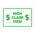 "High Claim Item" Horizontal Rectangular Paper Label with Symbol & Green Border - 4" x 6"
