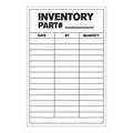 "Inventory Part Number ____ with Date, By & Quantity" Rows Vertical Rectangular Paper Write-On Label with Black Font - 4" x 6"