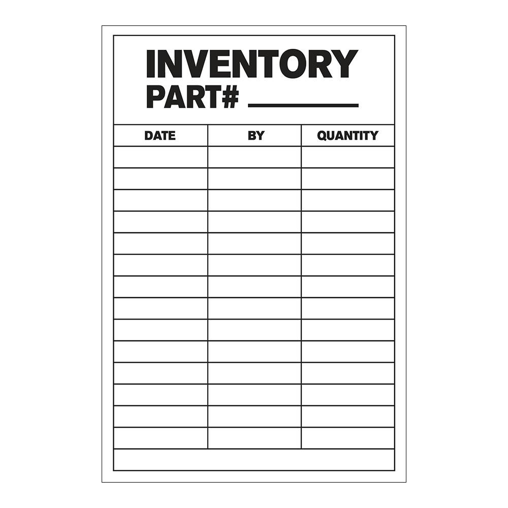 "Inventory Part Number ____ with Date, By & Quantity" Rows Vertical Rectangular Paper Write-On Label with Black Font - 4" x 6"
