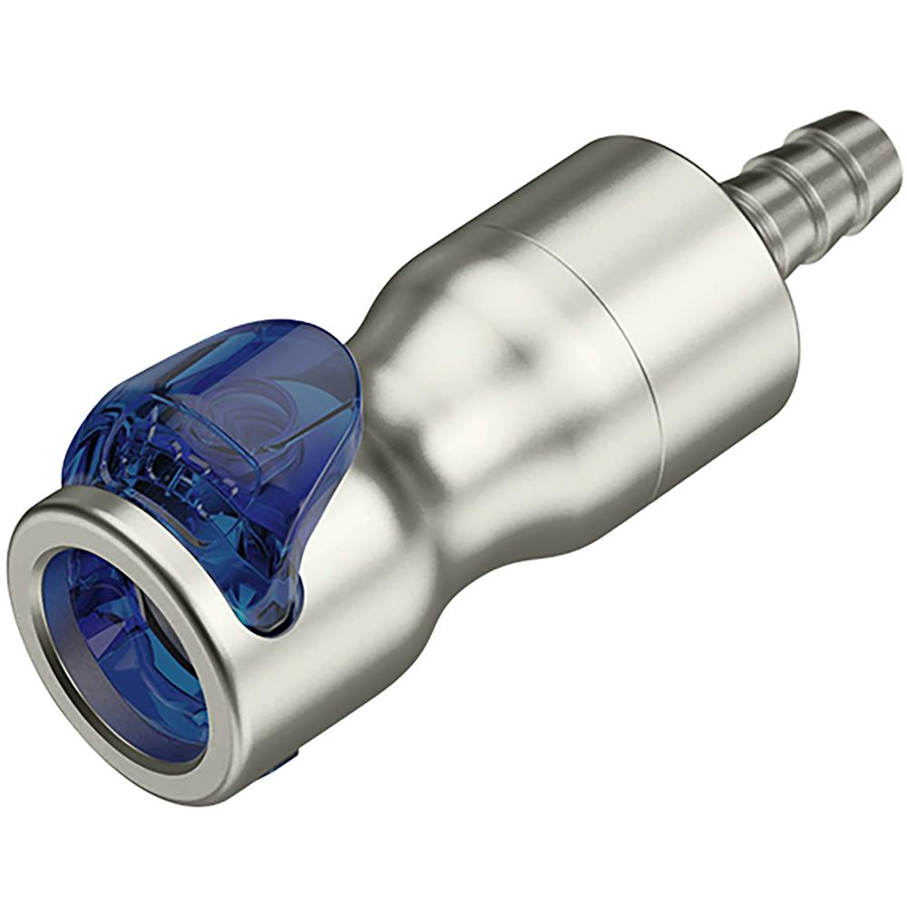 1/4" Hose Barb LQ4S Stainless Steel Valved Body - Blue (Insert Sold Separately)