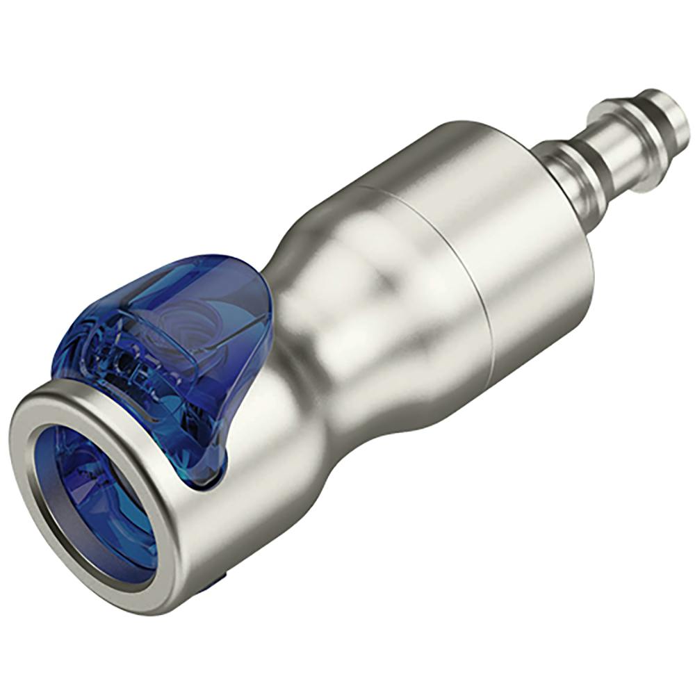 1/4" Hose Barb LQ4S Stainless Steel Locking Valved Body - Blue (Insert Sold Separately)