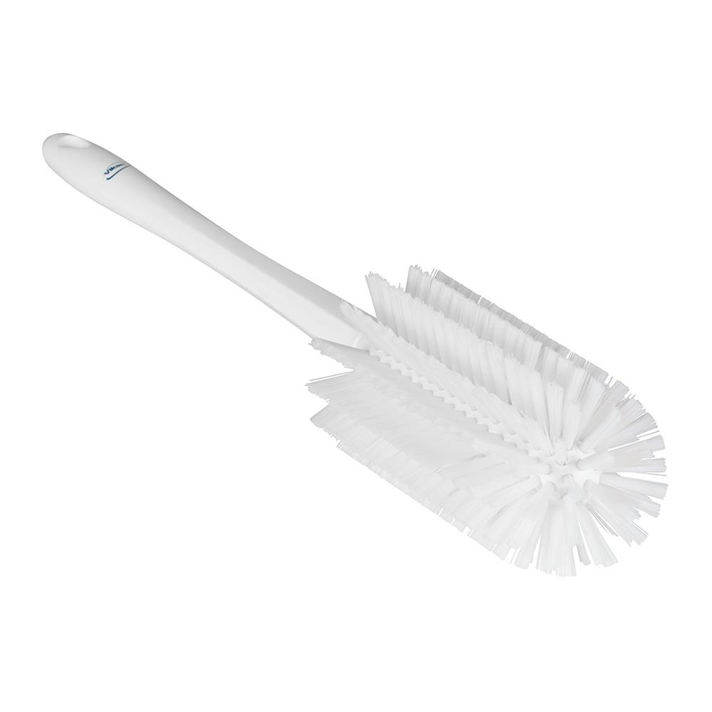 3.1" Dia. White Polypropylene Vikan® Pipe Brush with Handle and Medium Polyester Bristles