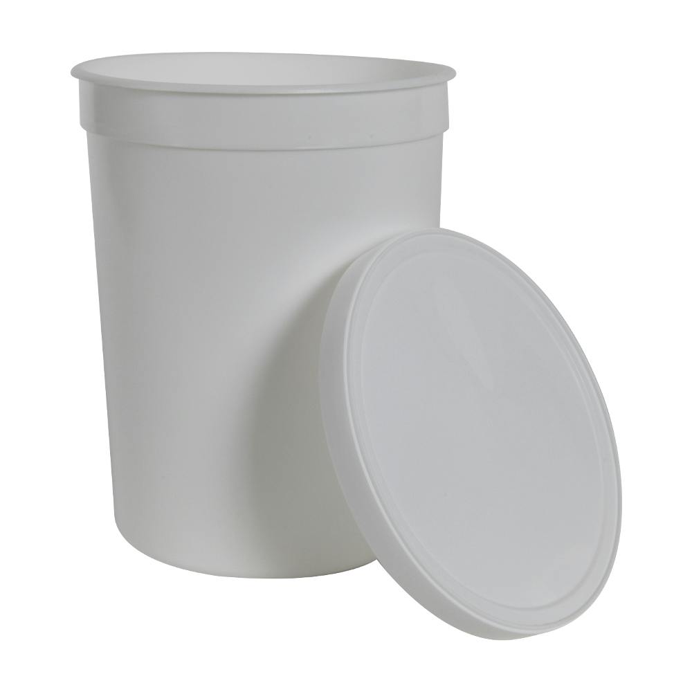 86 oz. White HDPE Round Multi-Purpose Container with Snap-On Lid - Case of 25