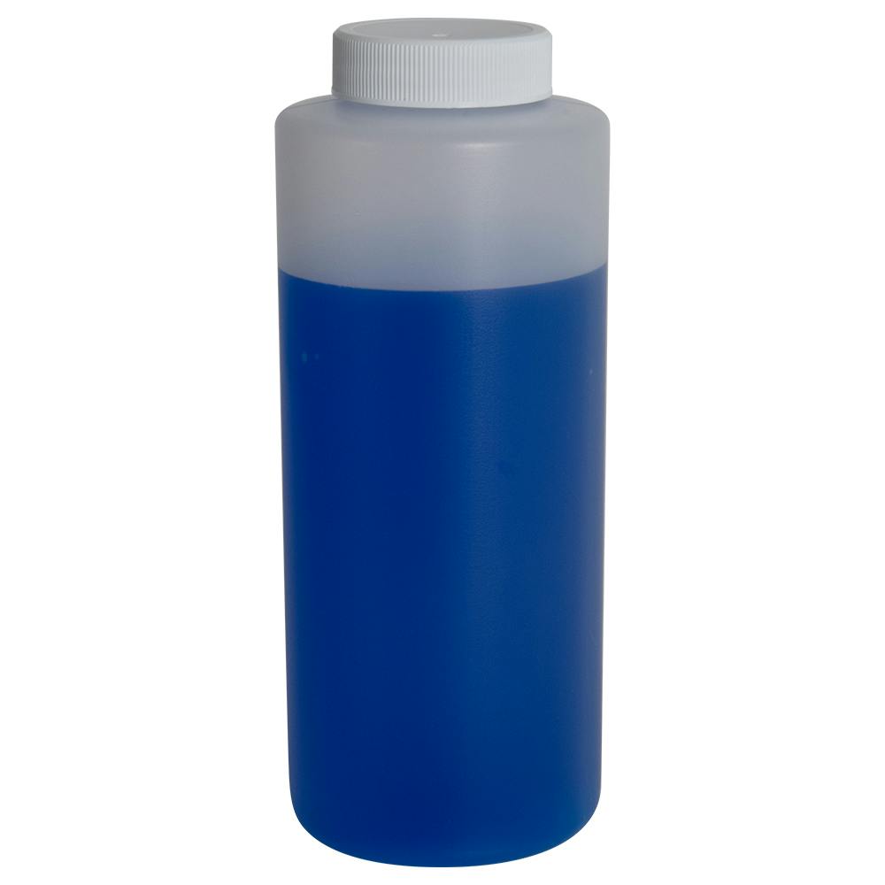 12 oz. Natural HDPE Wide Mouth Cylindrical Bottle with 38/400 White Ribbed Cap with F217 Liner