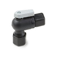 3/8" Tube OD x 3/8" Tube OD Black Polypropylene Union Elbow Ball Valve