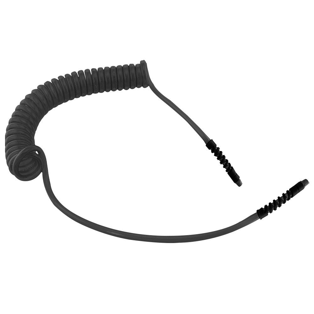 1/4" ID x 3/8" OD NoMar® Fast-Stor® Black Polyurethane Air Hose Assembly with Strain Relief & (2) 1/4" Swivel NPT Fittings - 25' L