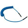 1/4" ID x 3/8" OD NoMar® Fast-Stor® Blue Polyurethane Air Hose Assembly with Strain Relief & (2) 1/4" Swivel NPT Fittings - 25' L