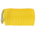 3/8" ID x 15/32" OD NFS Fast-Stor® Yellow Nylon Air Hose Assembly with Spring Guard & (2) 3/8" Swivel NPT Fittings - 50' L