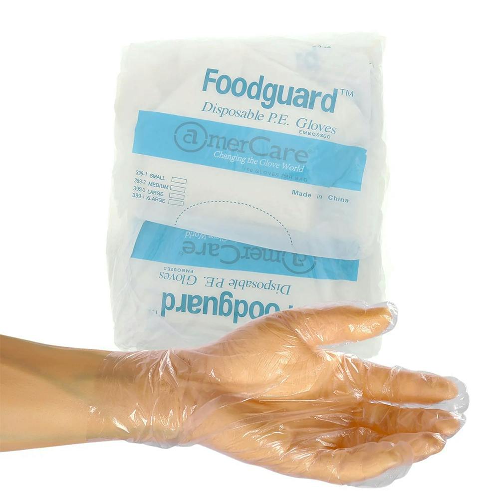 Medium Foodguard™ Clear HDPE Gloves (1000 per Package)