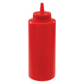 12 oz. Red LDPE Round Squeeze Sauce Bottle with 38/400 Dispensing Cap - Package of 6