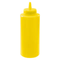 12 oz. Yellow LDPE Round Squeeze Sauce Bottle with 38/400 Dispensing Cap - Package of 6