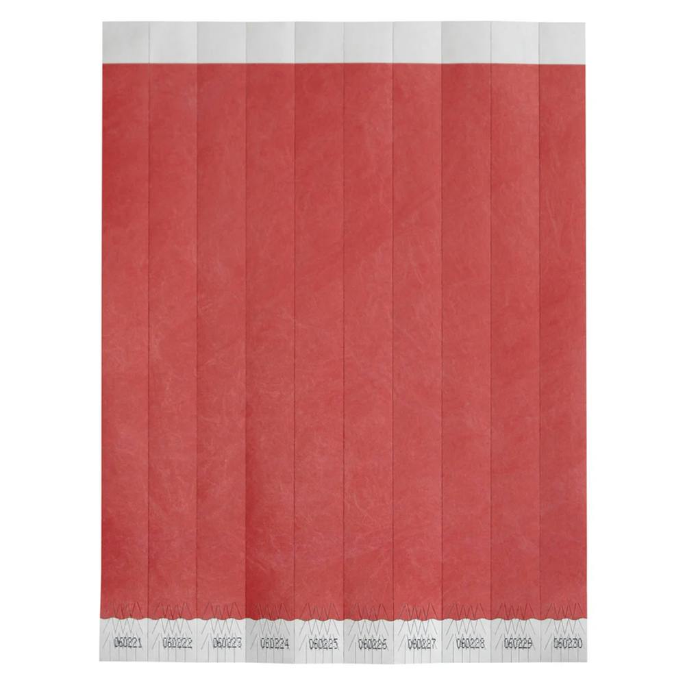 Solid Red Tyvek® Waterproof Tear-Free Wristbands - Package of 500