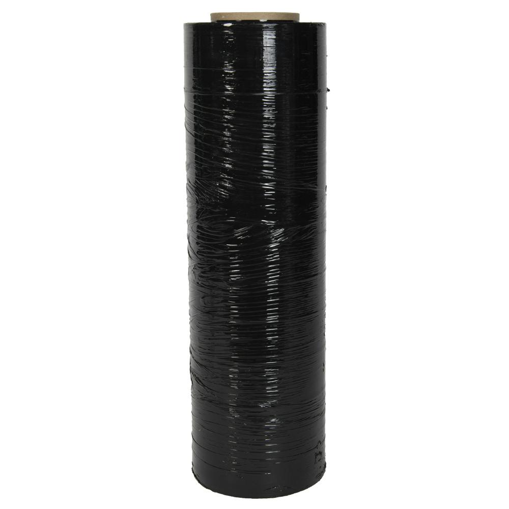 18" W x 1500' L x 80 Gauge Thick Black LLDPE SecuriWrap Hand Stretch Wrap - Case of 4