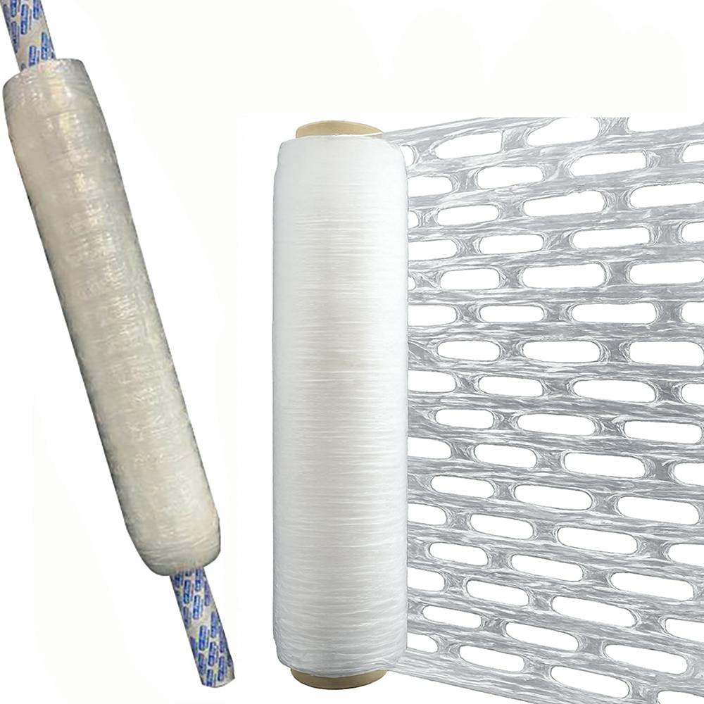 17" W x 1000' L Clear LLDPE Air-Flow™ Vented Hand Stretch Wrap with Extended Core - Case of 4
