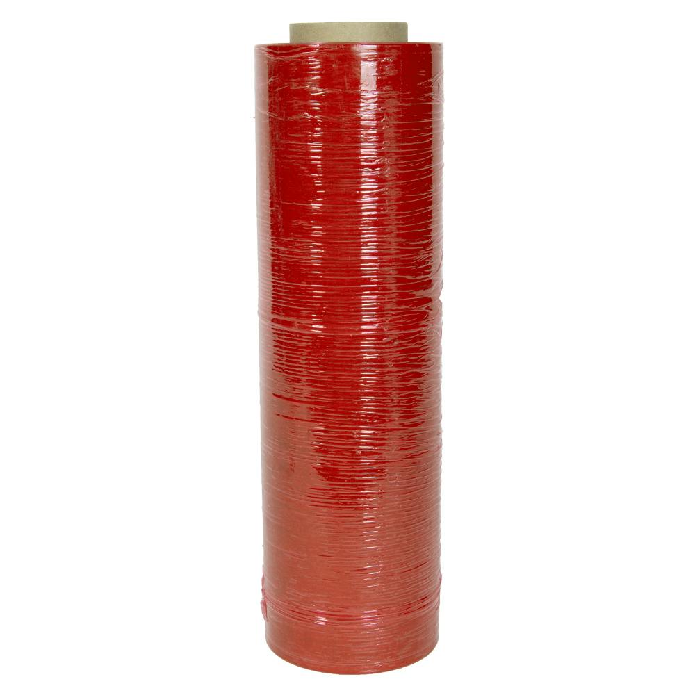 18" W x 1500' L x 80 Gauge Thick Red LLDPE Hand Stretch Wrap - Case of 4