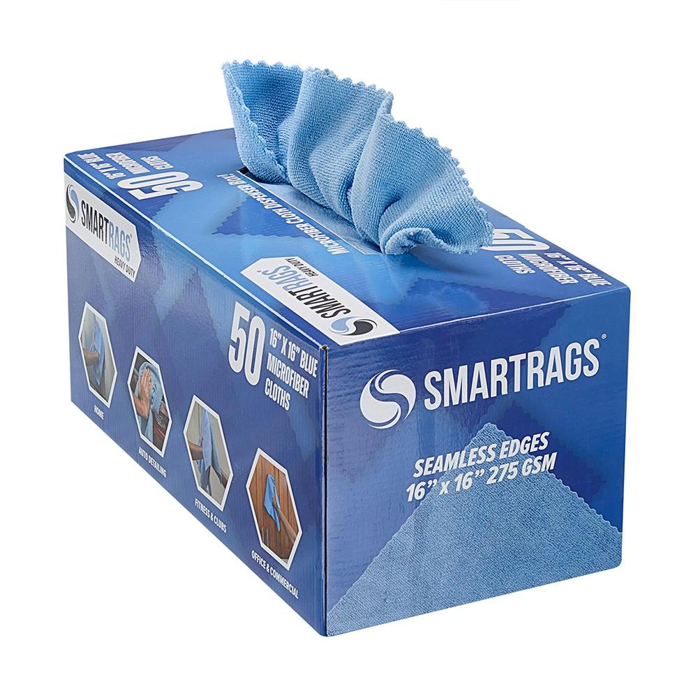 16" L x 16" W Blue SmartRags® Heavy-Duty Microfiber Cloths - Box of 50
