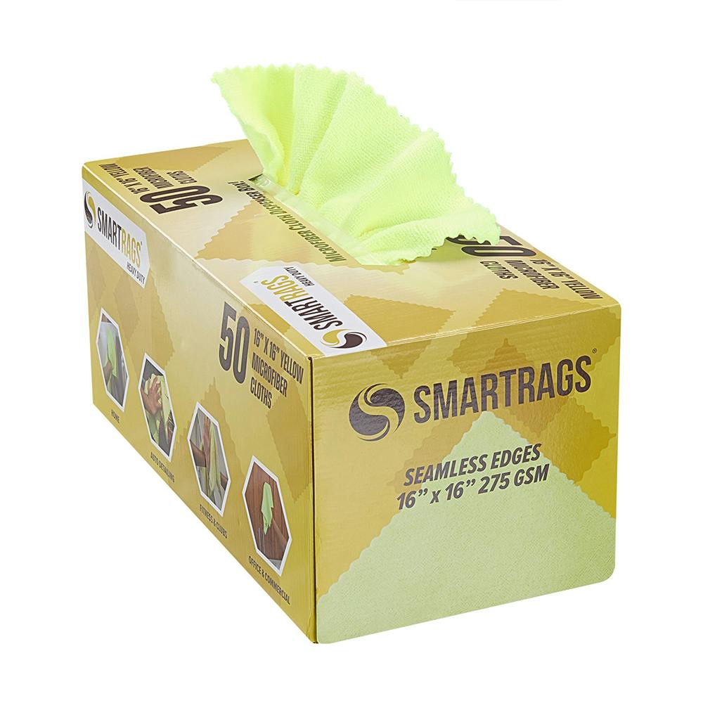16" L x 16" W Yellow SmartRags® Heavy-Duty Microfiber Cloths - Box of 50