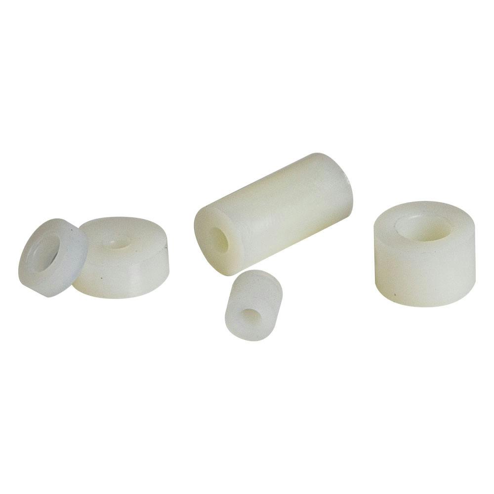 0.375" OD x 0.188" L Natural Nylon Spacer for #6 Screw Size - Package of 100