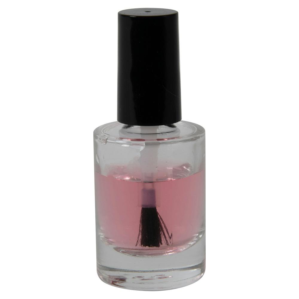 2/5 oz. Clear Stubby Cylinder Glass Bottle with 13/415 Black Torino Cap & Flat Lacquer Brush Insert with S Core