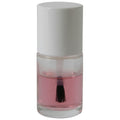 1/2 oz. Clear Stubby Cylinder Glass Bottle with 13/415 White Leyton Cap & Flat Lacquer Brush Insert with LS Core