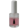 1/2 oz. Clear Stubby Cylinder Glass Bottle with 13/415 White St. Vincent Cap & Flat Lacquer Brush Insert with LS Core