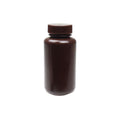 250mL Wide Mouth Amber HDPE Reagent Bottle with 43/415 Polypropylene Cap - Package of 12