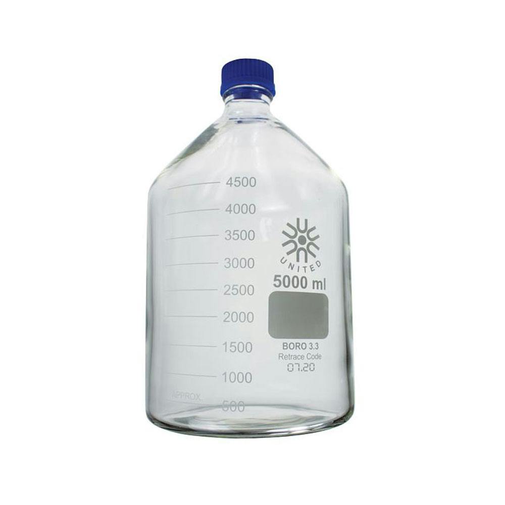 5000mL Clear Glass Round Media Storage Bottle with GL45 Cap