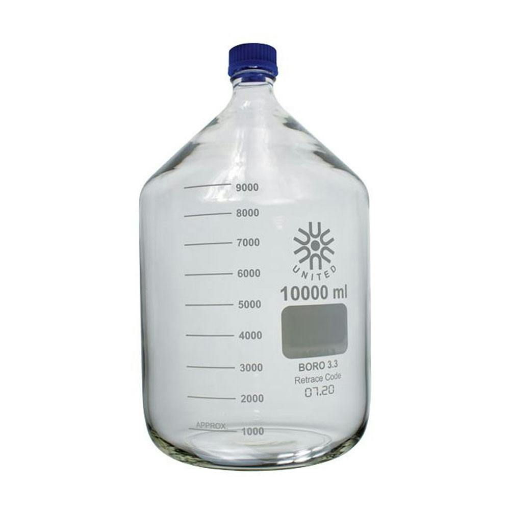 10000mL Clear Glass Round Media Storage Bottle with GL45 Cap