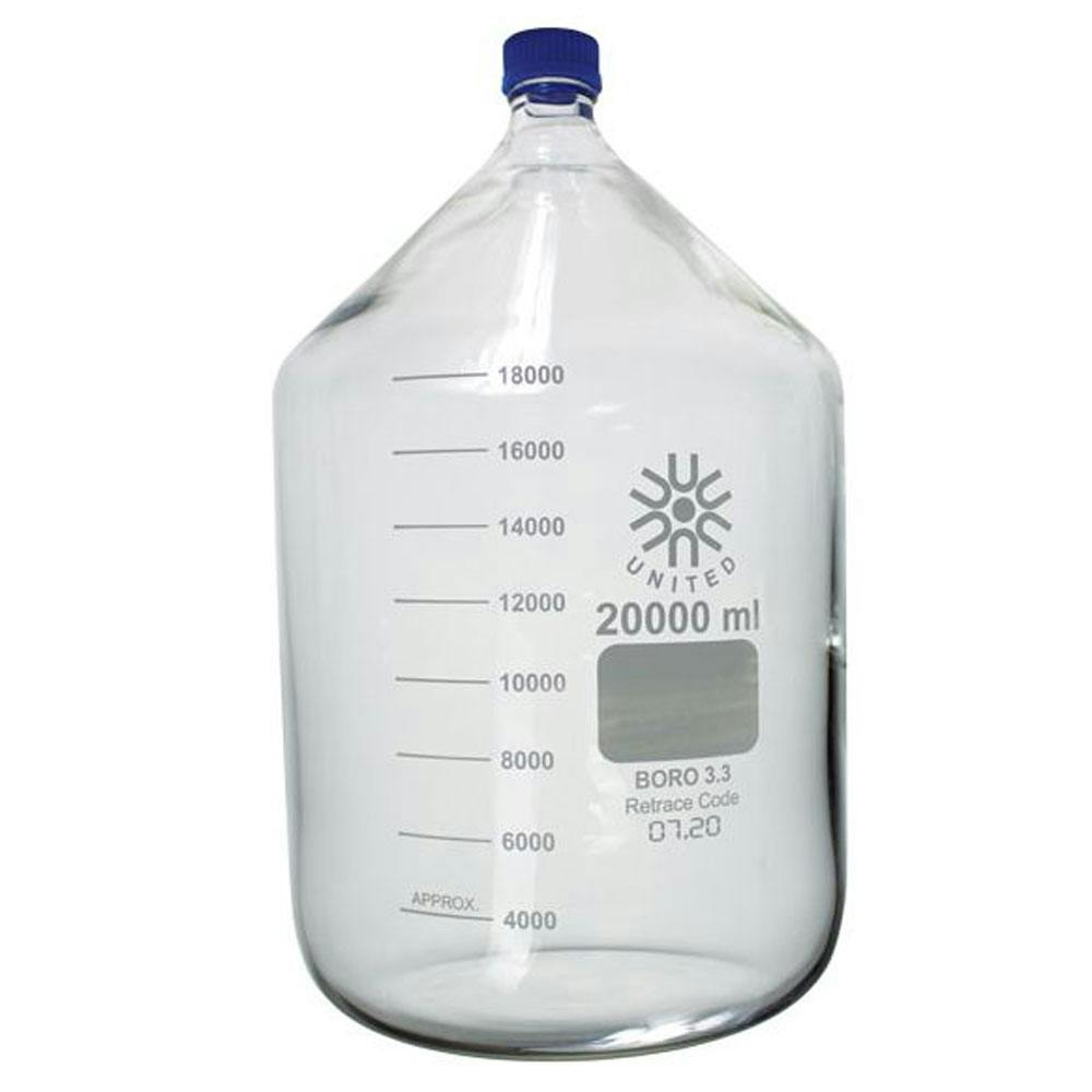 20000mL Clear Glass Round Media Storage Bottle with GL45 Cap