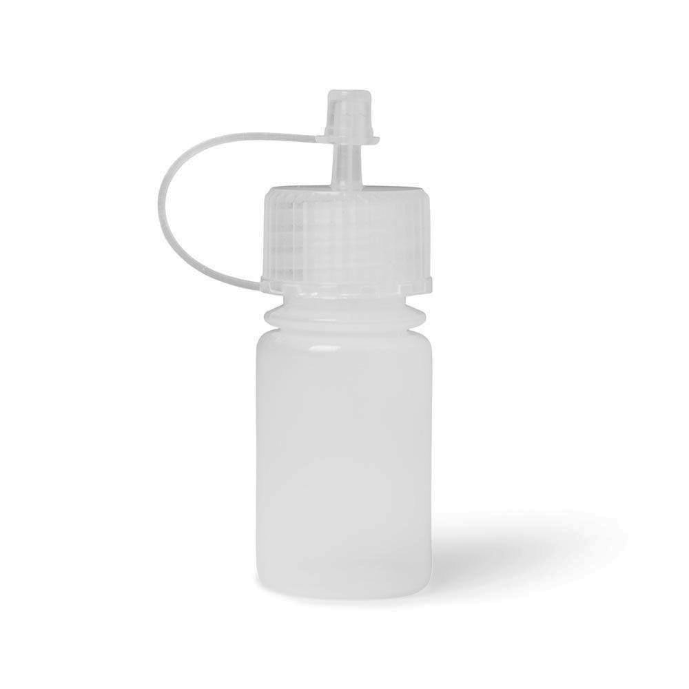 15mL (1/2 oz.) Natural LDPE Round Bottle with 20/415 Natural Drop Dispensing Spout Cap & Tethered Cover Cap - Case of 72