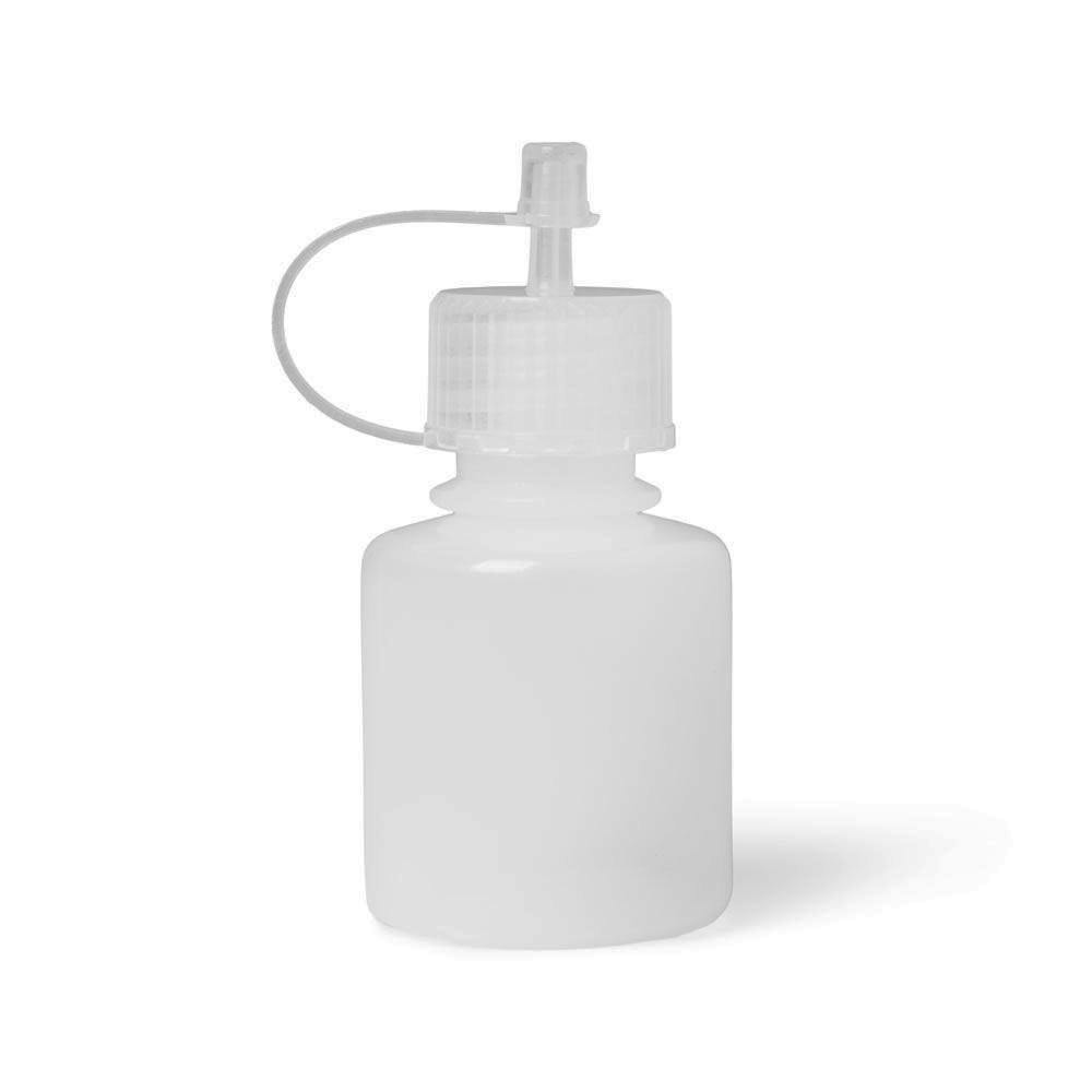 30mL (1 oz.) Natural LDPE Round Bottle with 20/415 Natural Drop Dispensing Spout Cap & Tethered Cover Cap - Case of 12