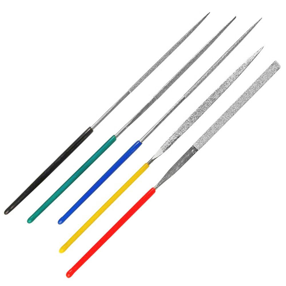 5-Piece Diamond Needle File Set with Vinyl Handles - 4" L