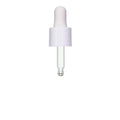 18/415 Smooth White Polypropylene Cervino Dropper Cap with White Rubber Bulb & 49mm L Glass Pipette with Ball Tip