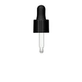 18/415 Smooth Black Polypropylene Cervino Dropper Cap with Black Rubber Bulb & 49mm L Glass Pipette with Ball Tip