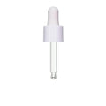 18/415 Smooth White Polypropylene Cervino Dropper Cap with White Rubber Bulb & 56mm L Glass Pipette with Ball Tip