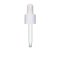 18/415 Smooth White Polypropylene Cervino Dropper Cap with White Rubber Bulb & 62mm L Glass Pipette with Ball Tip