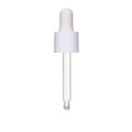 18/415 Smooth White Polypropylene Cervino Dropper Cap with White Rubber Bulb & 66mm L Glass Pipette with Ball Tip