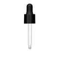 18/415 Smooth Black Polypropylene Cervino Dropper Cap with Black Rubber Bulb & 66mm L Glass Pipette with Ball Tip